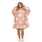 OHS Heart Print Hoodie Blanket Oversized Adult Fleece Sherpa Throw Jumper
