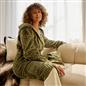 OHS Ribbed Fleece Dressing Gown Luxury Warm Supersoft Loungewear Ladies Robe