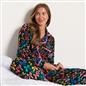 OHS Matte Velvet Pyjama Set Festive Piped Button Through Nightwear PJs