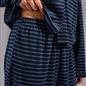OHS Matte Velvet Loungewear Co-Ord Set Stripe Print Button Through Nightwear