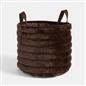 OHS Ribbed Storage Basket with Handles Faux Fur Compact Bucket Organiser