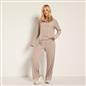 OHS Matte Velvet Loungewear Co-Ord Set Stripe Print Button Through Nightwear