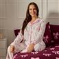OHS Bows Pyjama Set Womens Button Through Baby Fleece Loungewear Nightwear