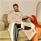 OHS Teddy Marl Fleece Soft Adults Dressing Gown Unisex Full-Length Robe