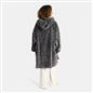 OHS Ribbed Flannel Hooded Blanket Fleece Wearable Throw Warm Oversized Hoodie
