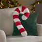 Sofa Cushion Candy Cane Xmas Festive Filled Plump Plush Soft Fleece Home Decor