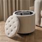 OHS Ottoman Stool Storage Boucle Vanity Seat Soft Foot Rest Pouffe Home Chair
