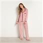 OHS Piped Edge Pyjama Set Button Through Fleece Womens Loungewear Nightwear Pjs