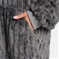 OHS Ribbed Flannel Hooded Blanket Fleece Wearable Throw Warm Oversized Hoodie