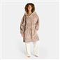 OHS Ribbed Flannel Hooded Blanket Fleece Wearable Throw Warm Oversized Hoodie
