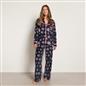 OHS Matte Velvet Pyjama Set Festive Piped Button Through Nightwear PJs