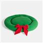 OHS Christmas Pet Bed Novelty Bow Wreath Round Calming Cushion for Dog Cat