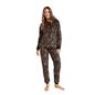 OHS Animal Print Loungewear Set Winter Sherpa Nightwear 2-Piece Hoodie Jogger