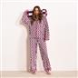 OHS Printed Piped Pyjama Set Jersey Button Through Nightwear Loungewear
