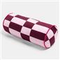 OHS Checkerboard Print Bolster Pillow Piped Matte Velvet Back Support Cushion