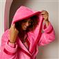 OHS Piped Edge Dressing Gown Flannel Fleece Winter Loungewear Hooded Bathrobe