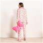 OHS Bows Pyjama Set Womens Jersey Button Through Soft Nightwear Loungewear