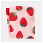 OHS Strawberry Print Throw Soft Polar Fleece Lightweight Blanket - 120 x 150cm