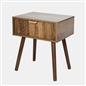OHS Ribbed Bedside Nightstand 1 Drawer Storage Unit Wooden End Table