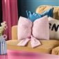 OHS Bow Shaped Cushion Decorative Filled Gingham Scatter Throw Pillow