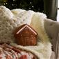 OHS Gingerbread House Cushion Xmas Festive Decor Novelty Scatter Pillow, Brown