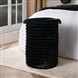 OHS Ribbed Laundry Basket Faux Fur Folding Hamper Bag Clothes Bin with Handles