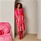 OHS Stripe Dressing Gown Flannel Fleece Robe Thermal Bathrobe Sherpa Lined