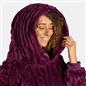 OHS Ribbed Flannel Hooded Blanket Fleece Wearable Throw Warm Oversized Hoodie