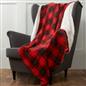 OHS Large Tartan Sherpa Flannel Fleece Throw Over Bed Blanket Check Red