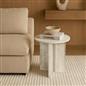 OHS Round Travertine Effect Side Table Engineered Wood Living Room Bedroom Decor