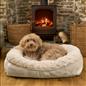 Dog Bed Washable Plush Soft Faux Fur Fleece Ribbed Pet Basket Cushion Warm Cosy