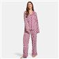 OHS Printed Piped Pyjama Set Jersey Button Through Nightwear Loungewear