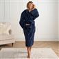 OHS Ribbed Fleece Dressing Gown Luxury Warm Supersoft Loungewear Ladies Robe