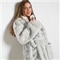 OHS Braided Fleece Dressing Gown Robe Womens Supersoft Hooded PJ Loungewear