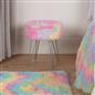Fluffy Footstool Hairpin Fleece Bedroom Vanity Seat Modern Pouffe Decor Chair