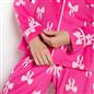 OHS Bows Pyjama Set Womens Button Through Baby Fleece Loungewear Nightwear