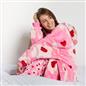 OHS Bow Lattice Hoodie Blanket Sherpa Lined Fleece Wearable Throw Thermal