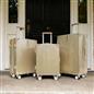 OHS Metallic Effect Suitcase Set 3-Piece Hard Shell Luggage 4 Wheel ABS