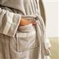 OHS Piped Edge Dressing Gown Flannel Fleece Winter Loungewear Hooded Bathrobe