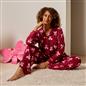 OHS Bows Pyjama Set Womens Button Through Baby Fleece Loungewear Nightwear