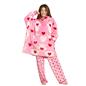 OHS Bow Lattice Hoodie Blanket Sherpa Lined Fleece Wearable Throw Thermal