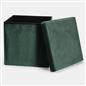 OHS Folding Ottoman Storage Box Footstool Tub Space Saving Velvet Seat