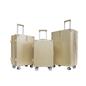 OHS Metallic Effect Suitcase Set 3-Piece Hard Shell Luggage 4 Wheel ABS