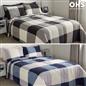 OHS Check Coverless Duvet Pillowcase Bedding Set Teddy Fleece Gingham 10.5 TOG