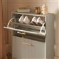 OHS Ribbed Shoe Rack 2 Drawer Wooden Cabinet Shoes Organiser Stand Holder