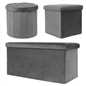 OHS Folding Ottoman Storage Box Footstool Tub Space Saving Velvet Seat