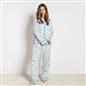 OHS Printed Piped Pyjama Set Jersey Button Through Nightwear Loungewear