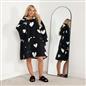 OHS Heart Print Hoodie Blanket Oversized Adult Fleece Sherpa Throw Jumper