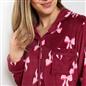 OHS Bows Pyjama Set Womens Button Through Baby Fleece Loungewear Nightwear