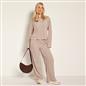 OHS Matte Velvet Loungewear Co-Ord Set Stripe Print Button Through Nightwear